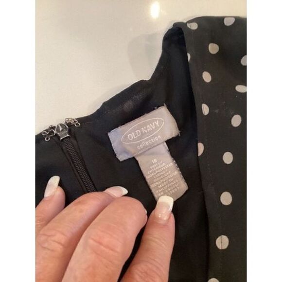 Old Navy Collection Womens Polka Dot Dress Sz 18 Black Lined - Picture 6 of 9